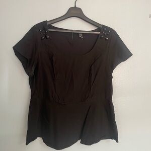 Torrid Black Short Sleeve Blouse with Button Accents